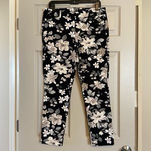Black Floral Pixie Cut Pants